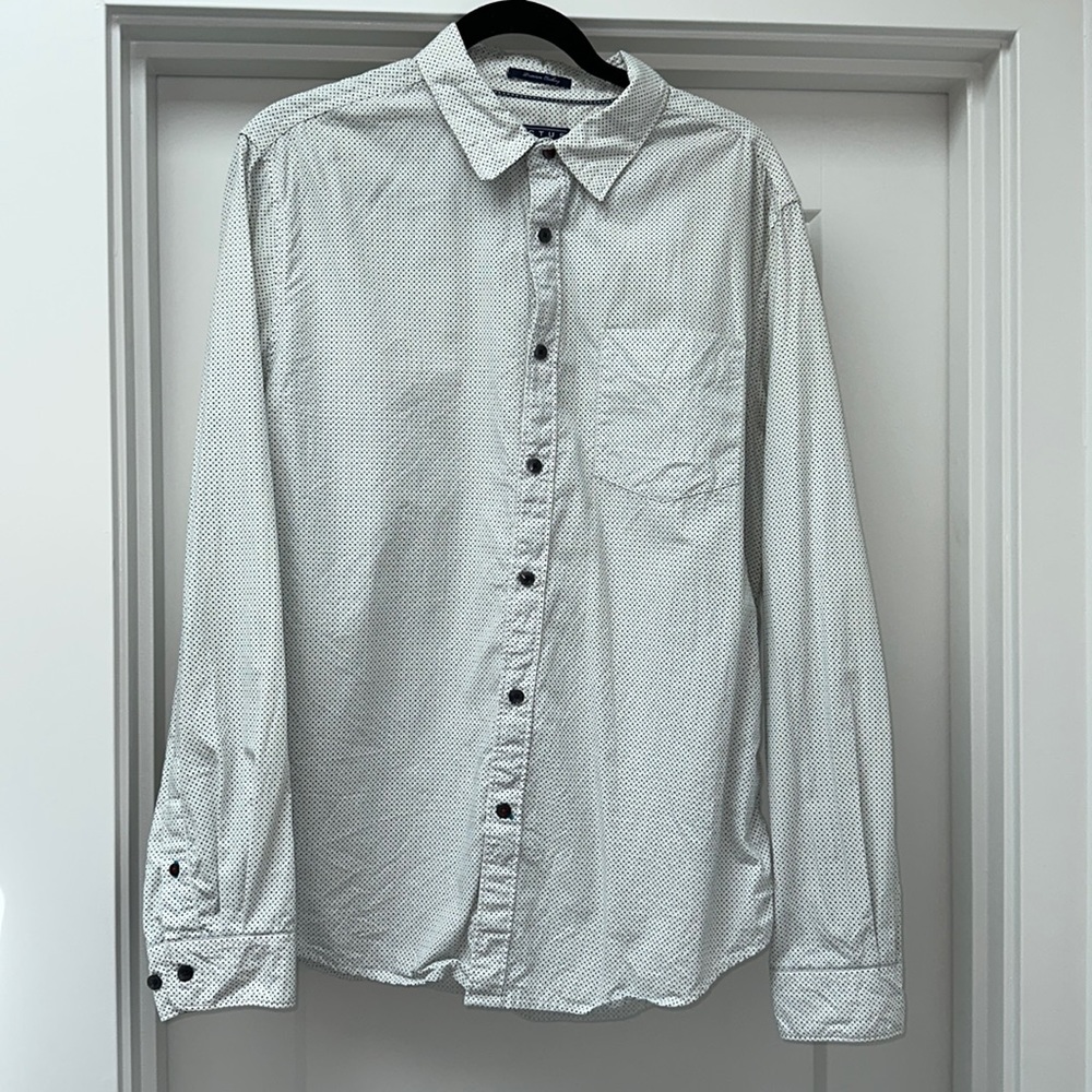 Men’s Blue and Black Polka Dot Dress Shirt